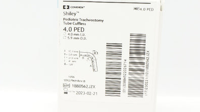 Covidien 4.0PED Shiley Pediatric Tracheostomy Tube Cuffless 4.0ID x 5.9mm OD (x)